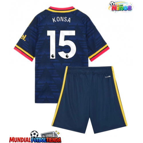 Camiseta Arsenal Ezri Konsa #15 Segunda Equipación Replica 2026-27 para niños mangas cortas (+ Pantalones cortos)